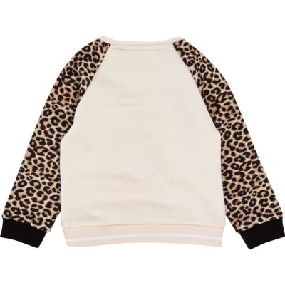 Mini girls pink leopard sleeve jumper